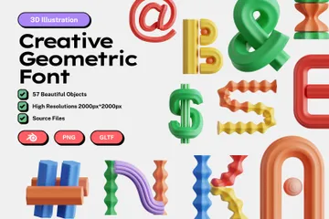 Kreative geometrische Schriftart 3D Icon Pack