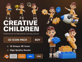 Kreative Kinder-Jungen-Version 3D Illustration Pack