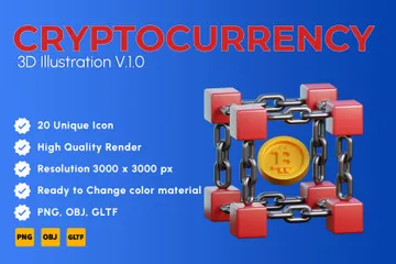 Kryptowährung Bitcoin V.1.0 3D Icon Pack