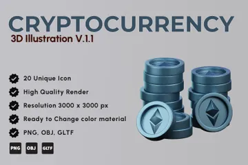 Kryptowährung Ethereum V.1.1 3D Icon Pack