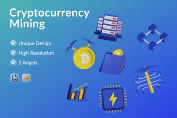 Kryptowährungs-Mining 3D Illustration Pack