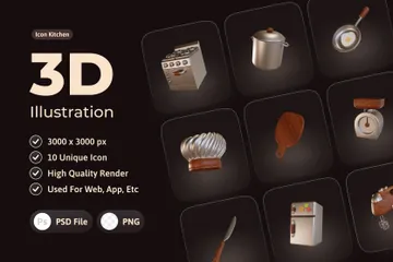 Küche 3D Illustration Pack