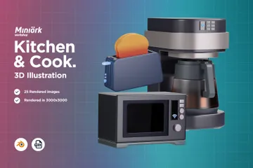 Küche & Koch 3D Illustration Pack