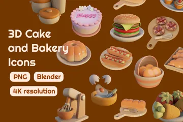 Kuchen und Bäckerei 3D Icon Pack