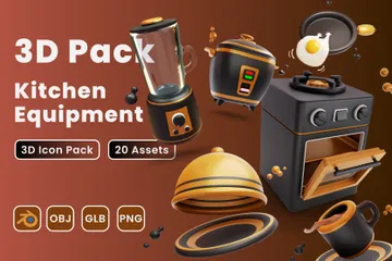 Küchenausstattung 3D Icon Pack