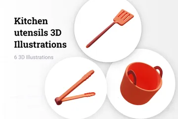 Küchenutensilien 3D Illustration Pack