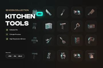 Küchenutensilien 3D Icon Pack