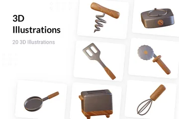 Küchengeräte 3D Illustration Pack