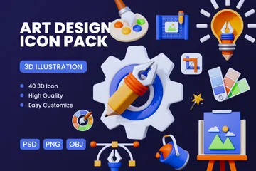 Kunst- und Design-Tool 3D Icon Pack