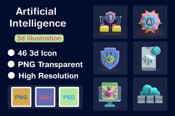 Künstliche Intelligenz 3D Icon Pack