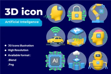 Künstliche Intelligenz 3D Icon Pack