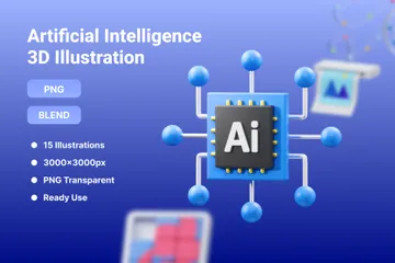 Künstliche Intelligenz 3D Icon Pack