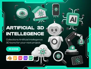 Künstliche Intelligenz 3D Icon Pack