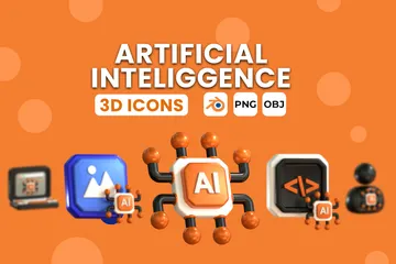 Künstliche Intelligenz 3D Icon Pack