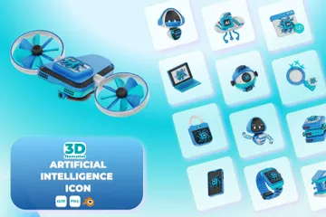 Künstliche Intelligenz 3D Icon Pack