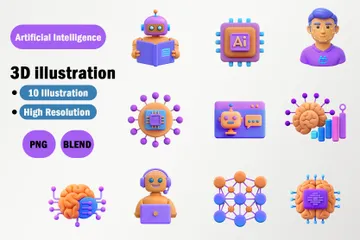 Künstliche Intelligenz 3D Icon Pack