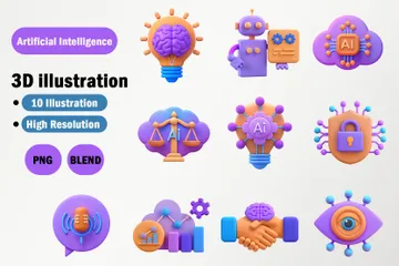 Künstliche Intelligenz 3D Icon Pack