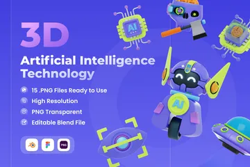 Künstliche Intelligenz-Technologie 3D Icon Pack