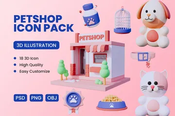 La tienda de animales Paquete de Icon 3D