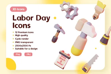 Labor Day 3D Icon Pack