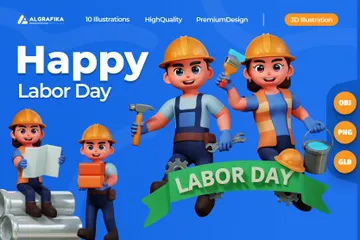 Labor Day 3D Illustration Pack