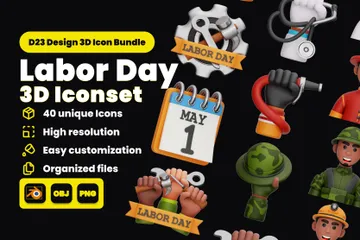 労働者の日 3D Iconパック