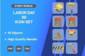 Labor Day 3D Icon Pack