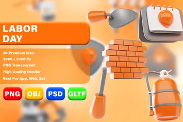 Labor Day 3D Icon Pack