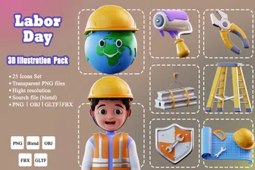 Labor Day 3D Illustration Pack