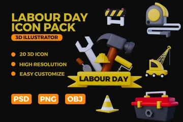 Labour Day 3D Icon Pack