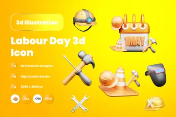 Labour Day 3D Icon Pack