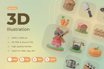 Landwirtschaft 3D Icon Pack