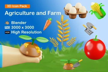 Landwirtschaft und Bauernhof 3D Icon Pack