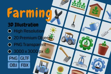 Landwirtschaft und Gartenarbeit 3D Icon Pack