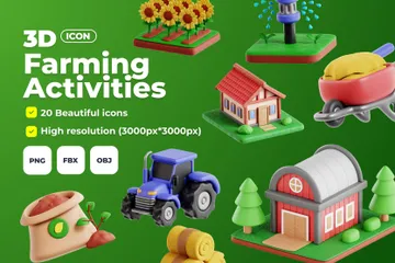 Landwirtschaftliche Aktivitäten 3D Icon Pack