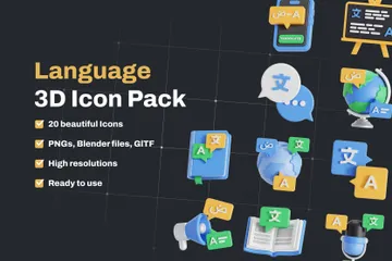 Language 3D Icon Pack