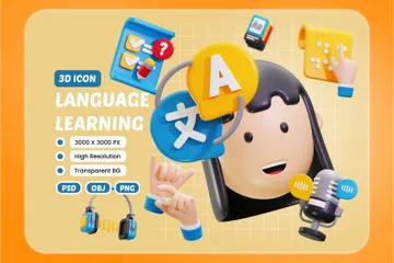 Language Learning 3D Icon Pack