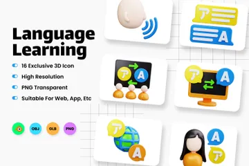 Language Learning 3D Icon Pack