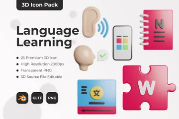 Language Learning 3D Icon Pack