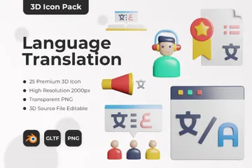 Language Translation 3D Icon Pack