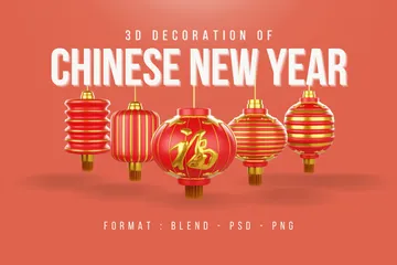Lanterna do Ano Novo Chinês Pacote de Icon 3D