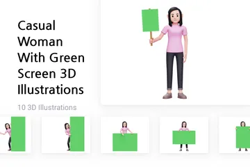 Lässige Frau mit Greenscreen 3D Illustration Pack