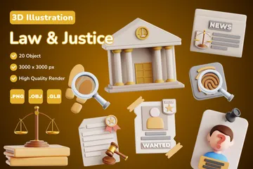 Law And Justice 3D Illustration Pack