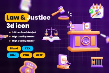 Law And Justice 3D Icon Pack