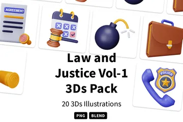Law And Justice Vol-1 3D Icon Pack