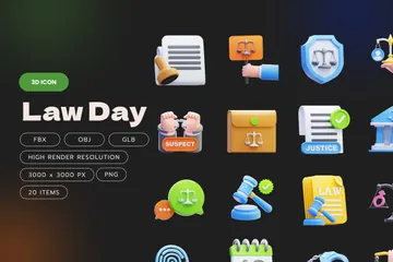 Law Day 3D Icon Pack