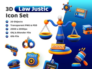 法律 正義 3D Iconパック