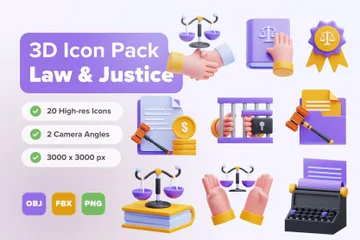 Law & Justice 3D Icon Pack