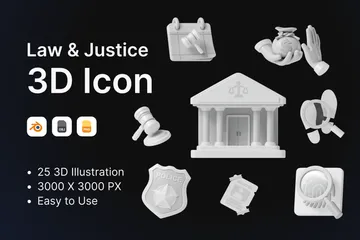 Law & Justice 3D Icon Pack