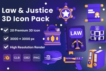 Law & Justice 3D Icon Pack